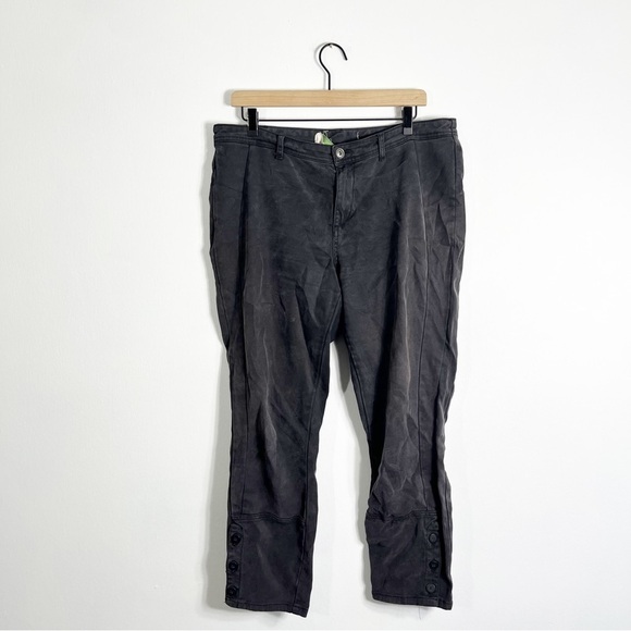 Anthropologie Gray Chino Button Hem Ankle Pants Size 31 Tencel Utility - Picture 3 of 7